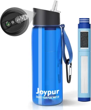 0.01 μm Ultra Filtration Portable Water Bottle - 4-Stage Filtered BPA-Free Reusable Water Bottle - for Survival,Hiking,Emergency,Camping and Backpacking