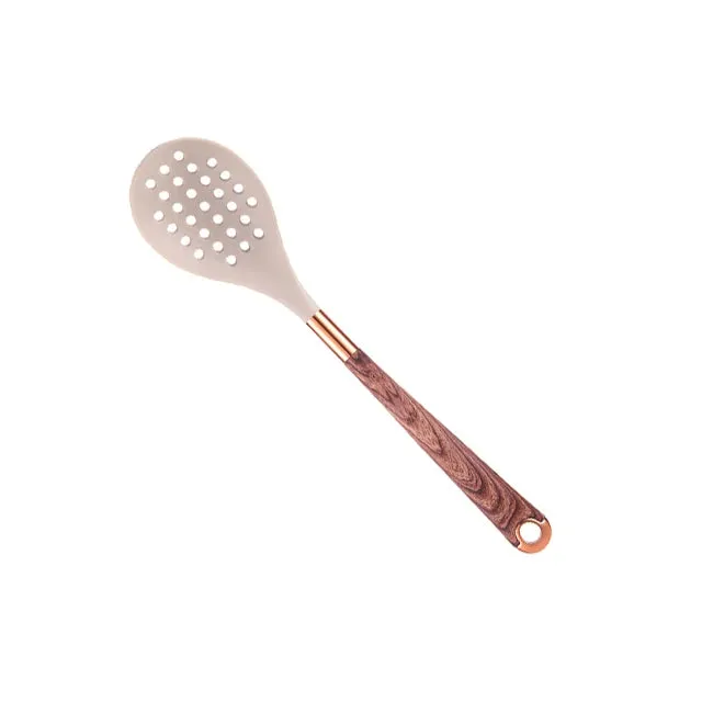 1 Pack Silicone Cooking Utensil Turner Soup Spoon Spatula Scoop Rose Gold Plated Handle Kitchenware Nonstick Kitchen Accessories