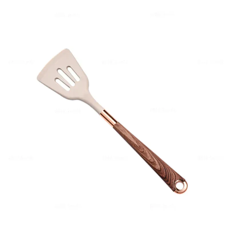 1 Pack Silicone Cooking Utensil Turner Soup Spoon Spatula Scoop Rose Gold Plated Handle Kitchenware Nonstick Kitchen Accessories