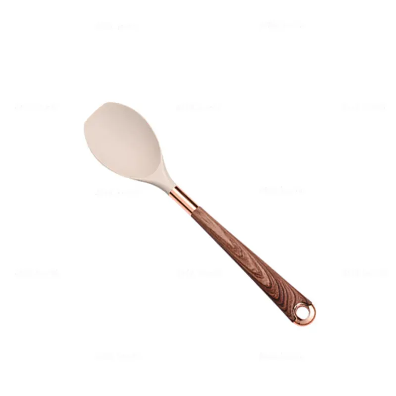 1 Pack Silicone Cooking Utensil Turner Soup Spoon Spatula Scoop Rose Gold Plated Handle Kitchenware Nonstick Kitchen Accessories