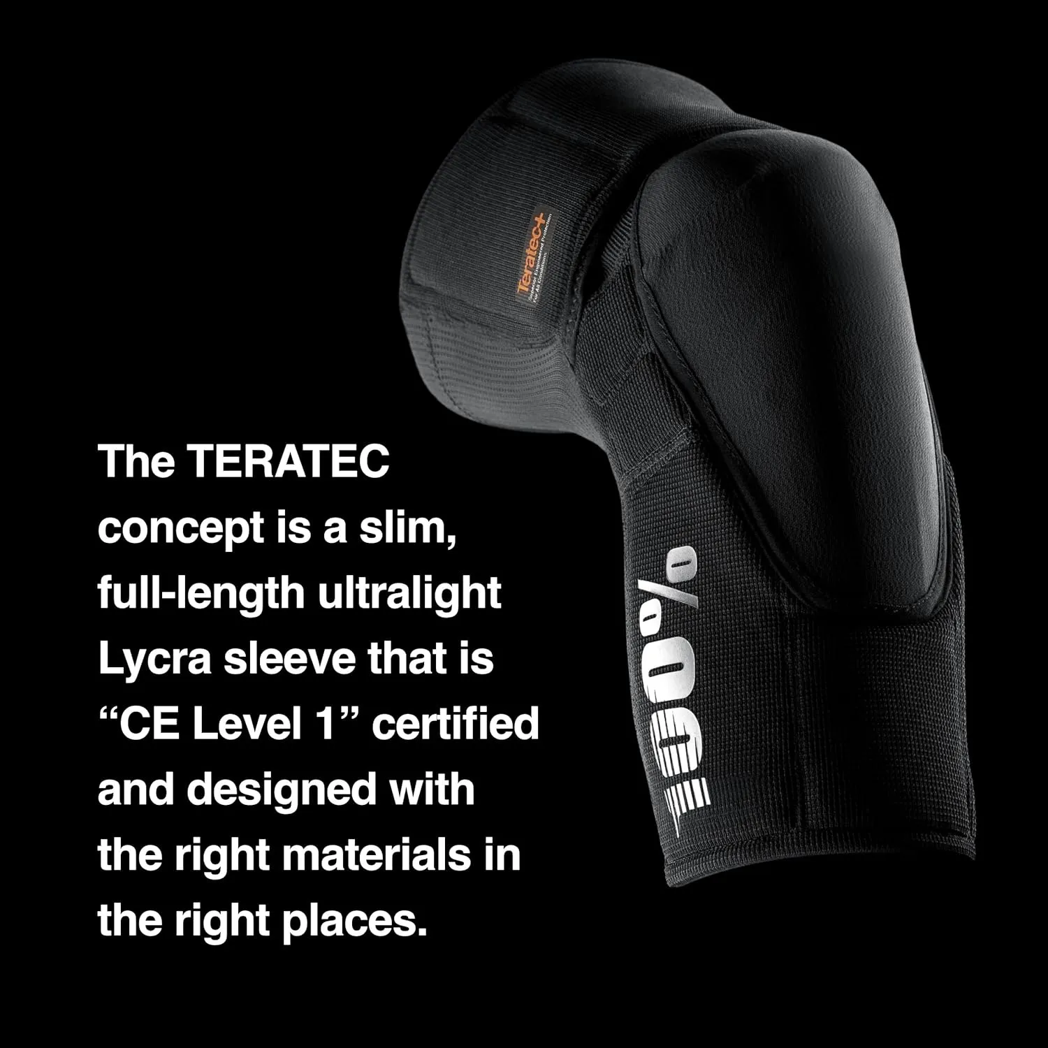100% Teratec Mountain Biking Knee Pad - MTB & BMX Protection - Ultralight Nylon Slip On Sleeve with Built in Padding