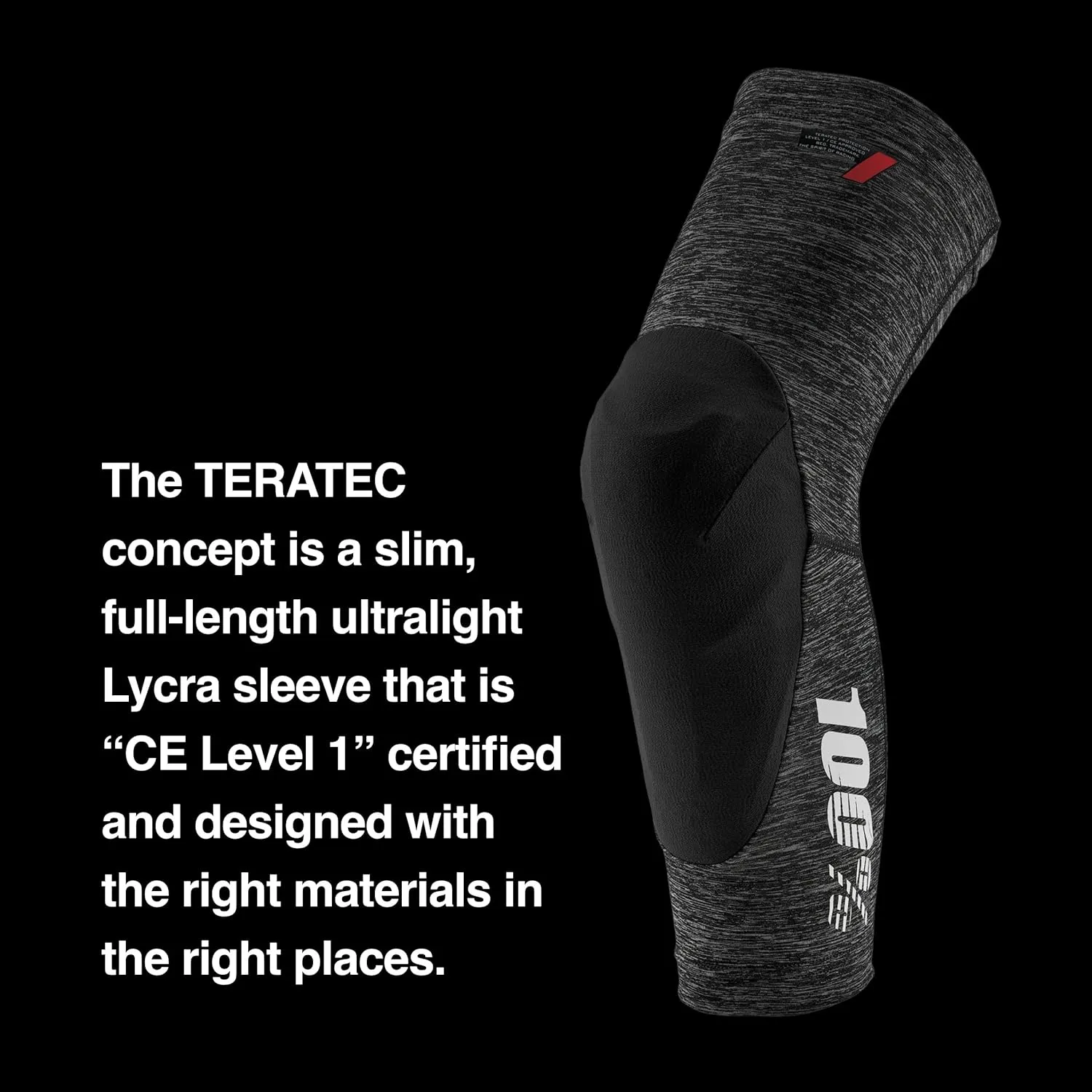 100% Teratec Mountain Biking Knee Pad - MTB & BMX Protection - Ultralight Nylon Slip On Sleeve with Built in Padding