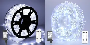 100Ft Rope Lights Outdoor Waterproof with Remote and 246Ft Outdoor Waterproof String Lights with Remote