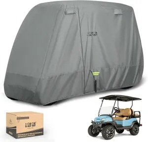 10L0L Golf Cart Covers Universal Fits Yamaha EZGO Club Car Lifted 2/4 Passengers 600D Waterproof Windproof Sunproof Outdoor Full Cover 3-Zipper