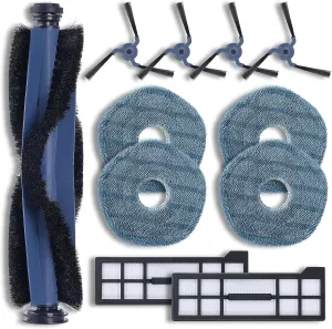 11 Pack Replacement Parts Mop Pads for eufy X10 Pro Omni Accessories Robot Vacuum Accessories, 1 Roller Brush, 2 Filters, 4 Side Brush, 4 Mop Pads