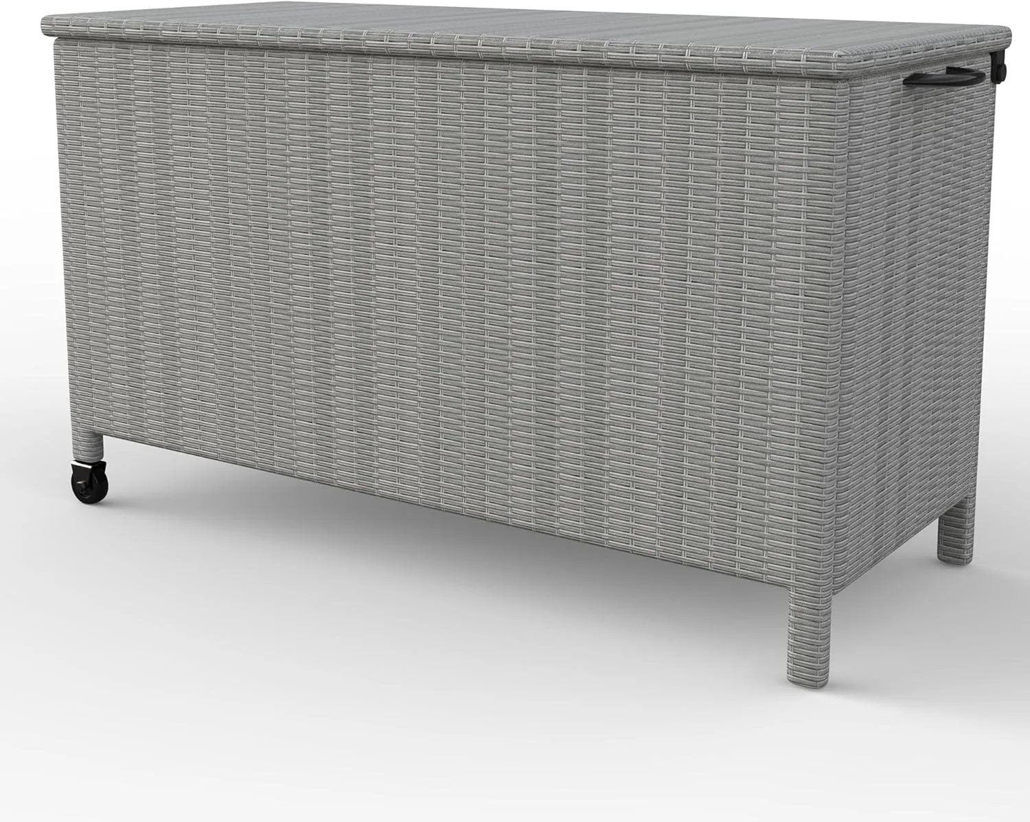 140 Gallon Outdoor Storage Deck Box, Large Rattan Storage Bin Wheel for Patio Cushions, Garden Tools and Pool Supplies, Waterproof, Grey