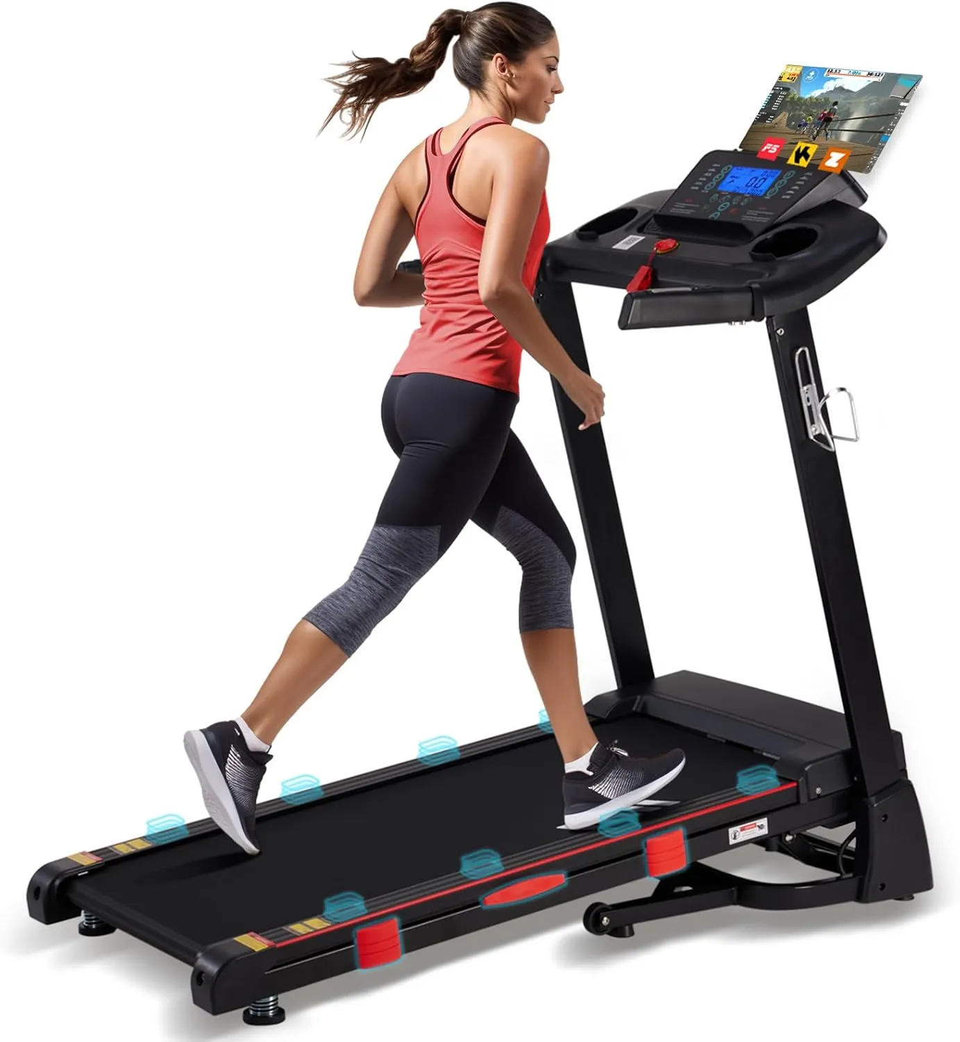 15% Auto Incline Treadmills for Home, 10 MPH Speed, 3.0 HP Foldable Treadmill, 18" Wider Belt, 36 Programs, Running Treadmills for Home with Bluetooth APP