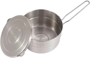 1.5L Stainless Steel Camping Cooking Pot, Camping Bento Box, Lunch Box, Outdoor Heated Lunch Box with Lid and Foldable Handle for Camping Travel Cooking BBQ