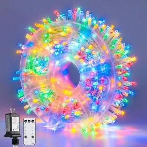 168ft 600 LED Christmas Lights Outdoor Waterproof, Remote Control Christmas Tree Lights, Multicolor Mini Christmas Lights for Patio Yard Party Decorations