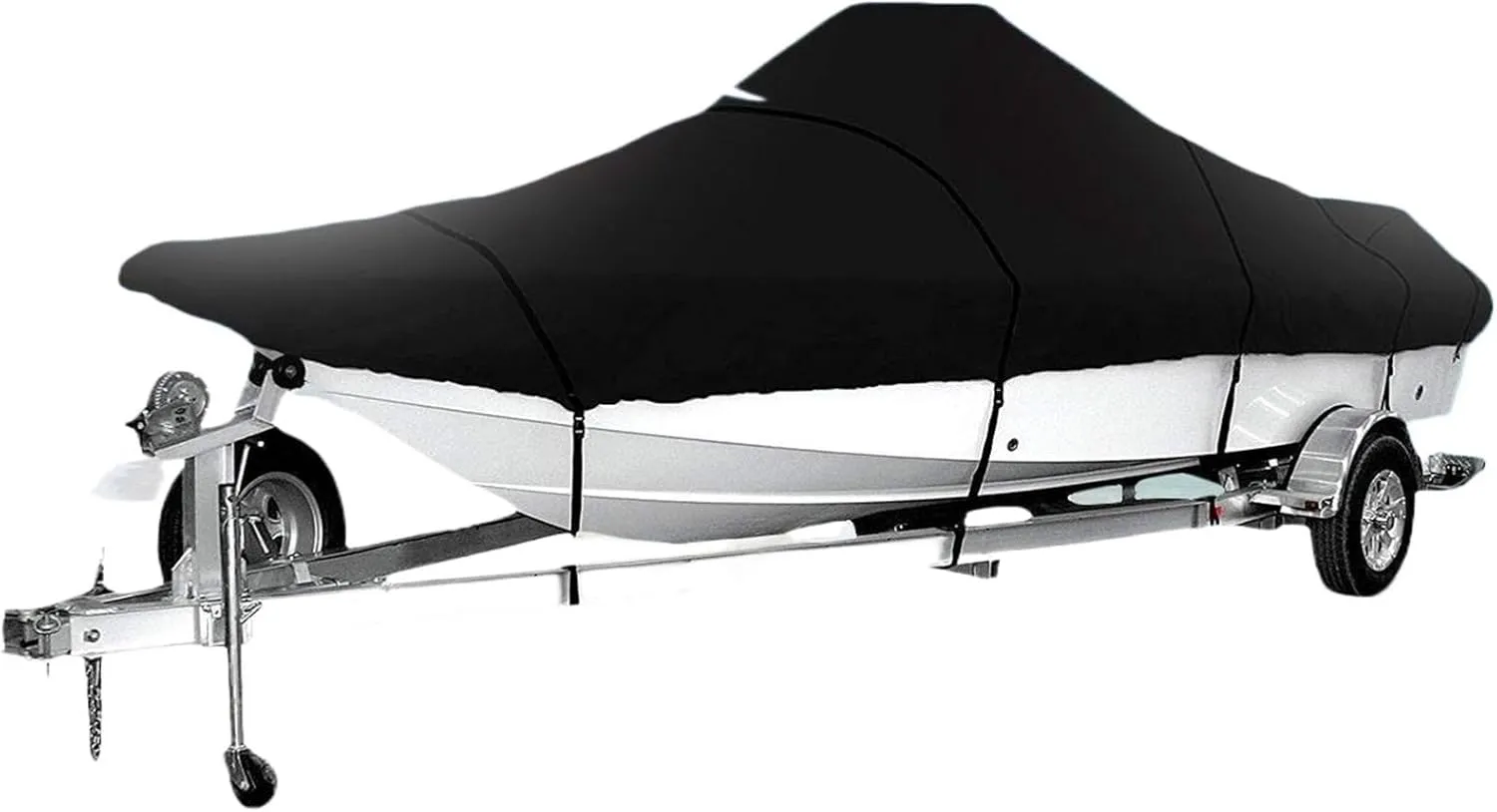 17ft-19ft Heavy-Duty Trailerable Boat Cover 210D Waterproof Fish-Ski V-Hull Boat Mooring Cover Dust-Proof Anti-UV Protection Waterproof Boat Cover