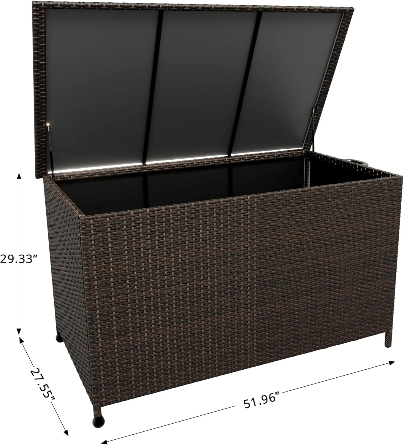 185 Gallon Large Deck Box Waterproof PE Rattan Outdoor Storage Box with Handles and Wheels, Storage Bin for Garden, Balcony, Porch, Pool, Yard