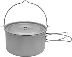 1.8L/3L Titanium Pot Ultralight Hanging Pot with Lid and Foldable Handle Outdoor Camping Hiking Backpacking Picnic