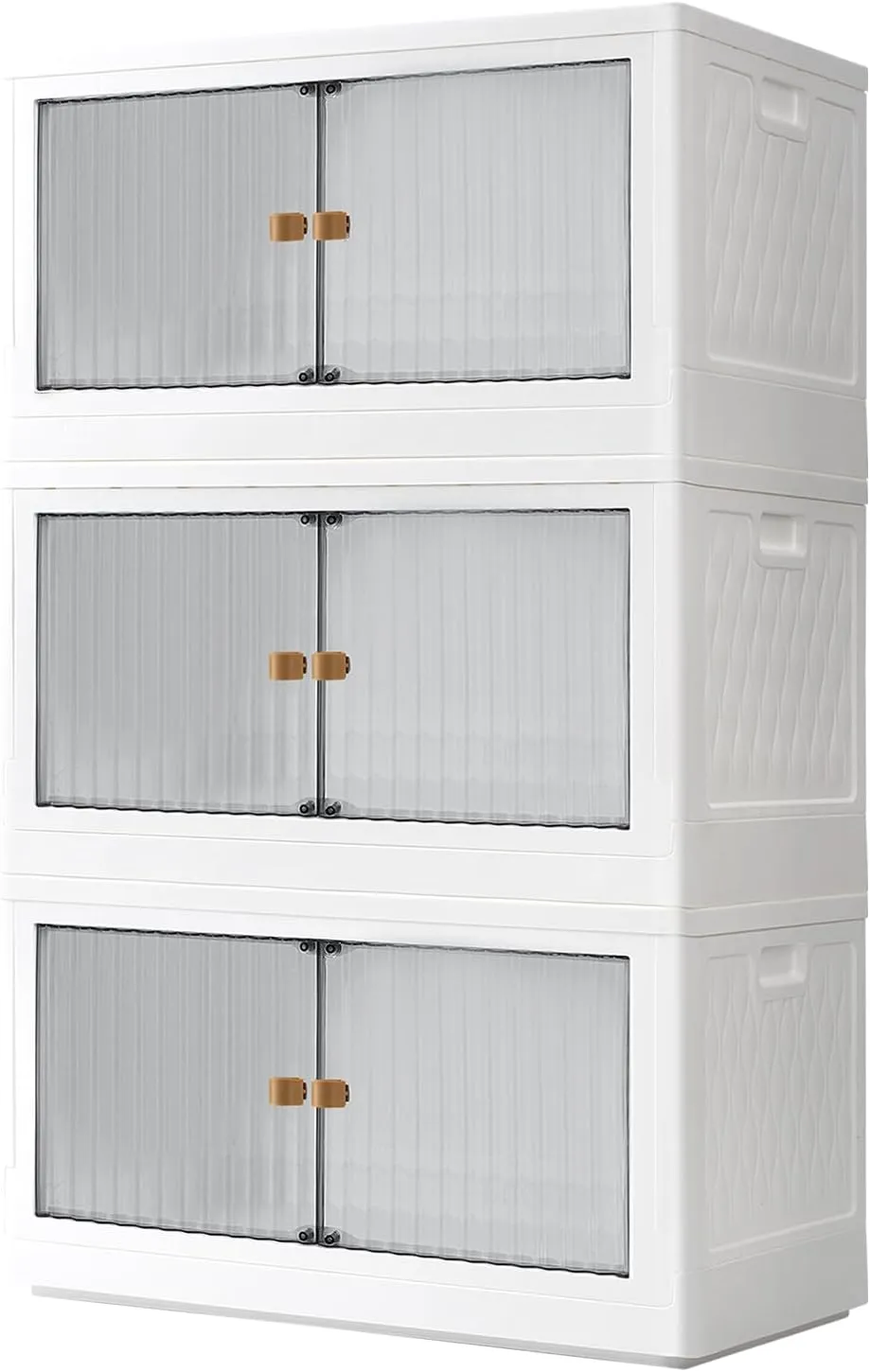 19 Gal Stackable Storage Bins with Lids 3 Pack,Collapsible Storage Bins with Doors Plastic Folding Storage Box with Wheel,Large Foldable Storage Boxes for Dormroom Clothes,Grey