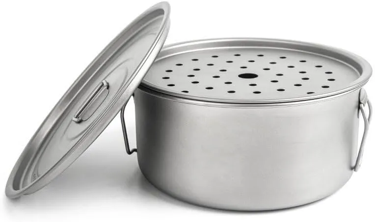1PC 1800ML Large Capacity Soup Pot Outdoor Portable Pure Titanium Steamer Steaming Rack (1800ml)