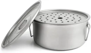 1PC 1800ML Large Capacity Soup Pot Outdoor Portable Pure Titanium Steamer Steaming Rack (1800ml)