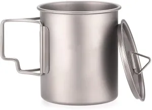 1PC Outdoor Camping Pure Titanium Folding Water Cup Single Layer Lightweight Portable Coffee Cup Mug(420ml)