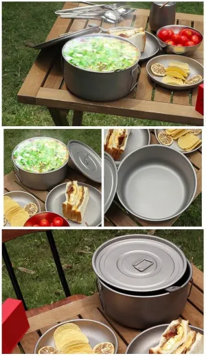 1PC Outdoor Portable Pure Titanium Pot 1800ML
