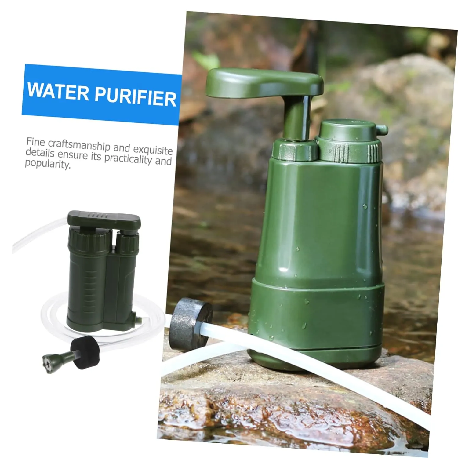 1pc Portable Water Filter Pump Emergency Personal Water Purifier for Camping Travel Survival Filtration System Durable Reliable