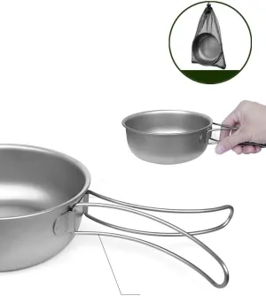1PC Pure Titanium Frying Pan 400ML, Foldable Single Layer Tableware Suitable For Home Or Outdoor Camping
