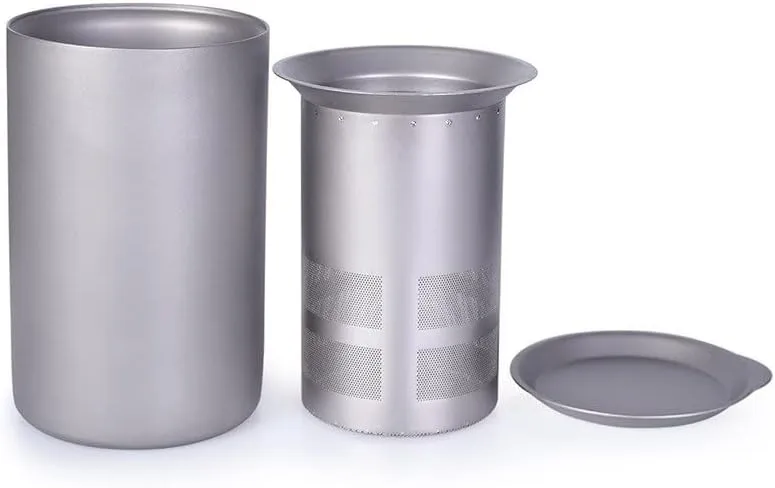 1SET Pure Titanium Double Layer Tea Cup Tea Filter Outdoor Ultra Light Portable Coffee Cup(350ml)