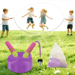 2-in-1 Kids Water Sprinkler Jump Rope Toy, 25.5 FT Splash Rope with 12 Spray Nozzles for Summer Party Backyard Beach Park, Fun Outdoor Water Sprinkler Team Game Toys for Ages 8-13, Purple