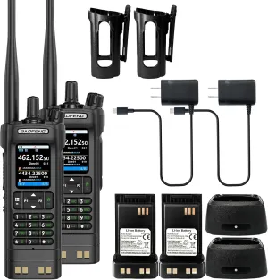 2 Pack BAOFENG UV-32 Radio 10W High Power Walkia Talkie GPS Two Way Raido USB-C Charging Multi-Band FM/AM Handheld Radio UV32 with Radio Cases (Black)