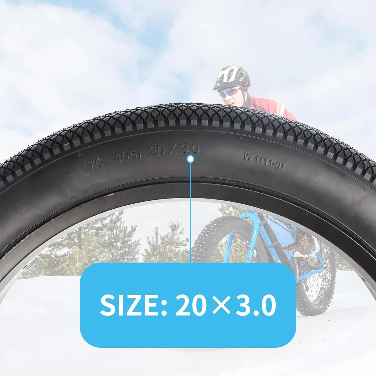 2 Pack E-Bike Tire Fat BMX Bike Tire 20"x3" (76-406) 24"x3" (76-507) with Tubes Compatible Replacement Bicycle Tire for Mountain Snow and Beach Bike