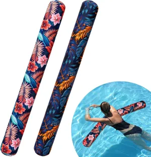 2 Pack Inflatable Pool Noodle Floats, 54'' Large Soft Thick Fabric Covered Pool Noodles, Premium Buoyancy for Lake and Swimming Pool Floating, Yellow and Green Heavy Duty Jumbo Pool Noodles 6 inch