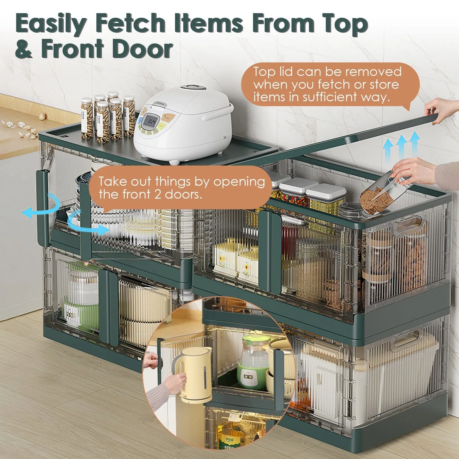 2-Piece: Foldable Stackable Storage Bins with Lid