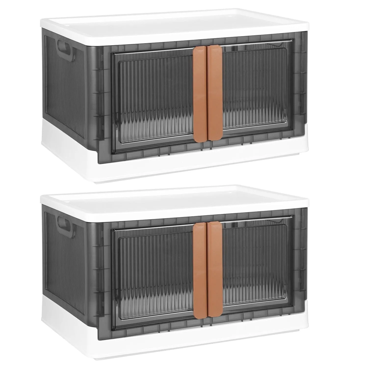 2-Piece: Foldable Stackable Storage Bins with Lid
