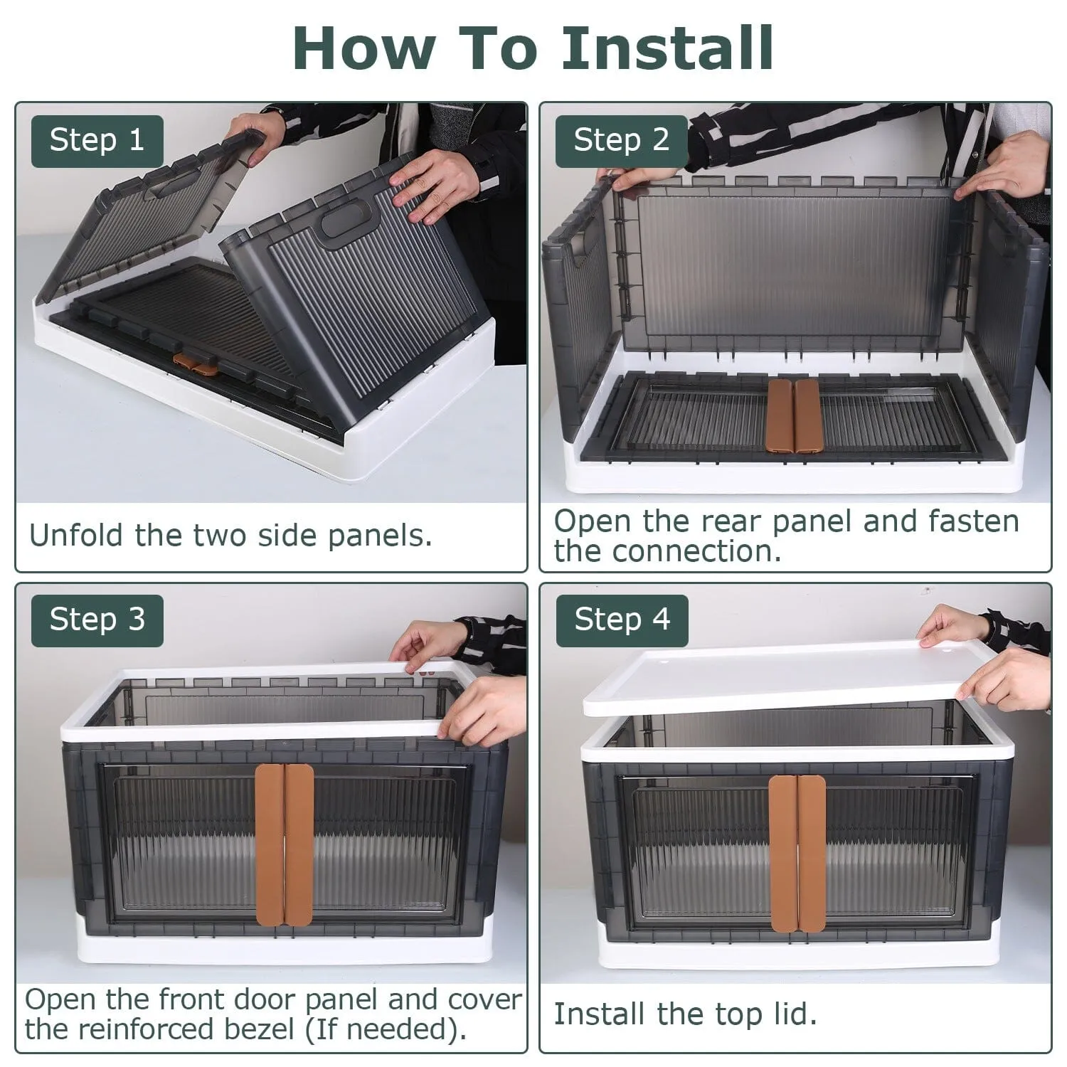 2-Piece: Foldable Stackable Storage Bins with Lid