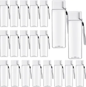 20 Pack Water Bottle for Kids Bulk,17 oz Plastic Water Bottles Wide Mouth Adults Sports Water Bottle,Reusable Large Drinking Cups for School Gym Outdoor Fitness,Clear