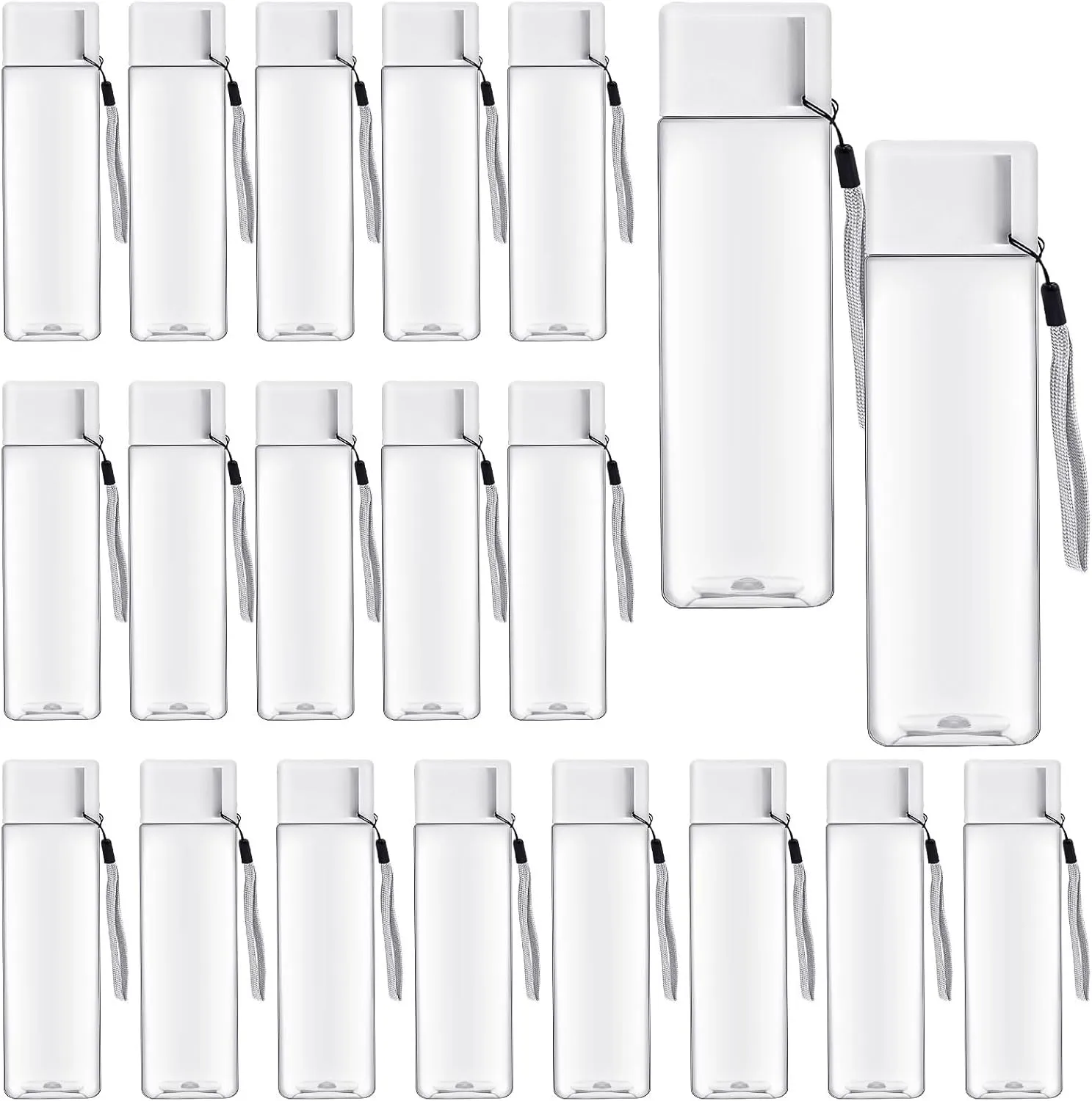 20 Pack Water Bottle for Kids Bulk,17 oz Plastic Water Bottles Wide Mouth Adults Sports Water Bottle,Reusable Large Drinking Cups for School Gym Outdoor Fitness,Clear