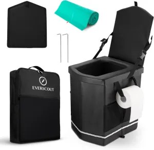 2025 Portable Camping Toilet, Reliable Extra Large Foldable Travel Toilets, Custom compostable waste bags, Compact for Van, Truck, Hiking, Beach, Camp, Car