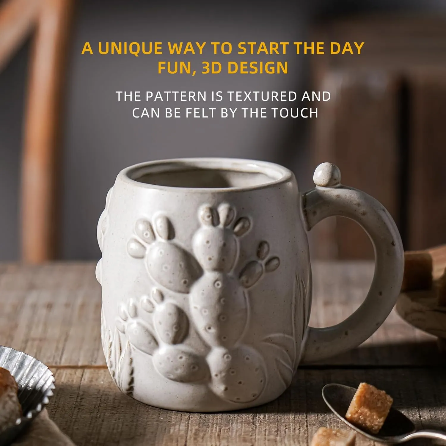 22 oz Cactus Mug, Large Ceramic Coffee Mug, 3D Cactus Coffee Mug for Office and Home, Cool Novelty Birthday Gift, Novelty Coffee Mugs