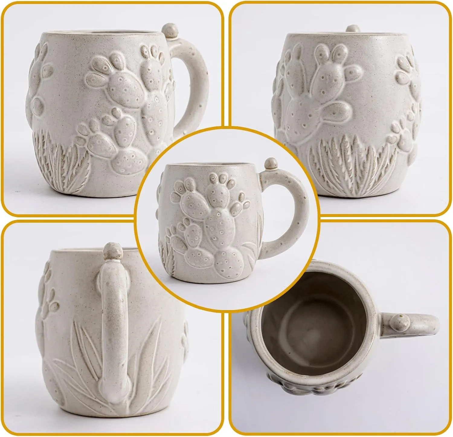 22 oz Cactus Mug, Large Ceramic Coffee Mug, 3D Cactus Coffee Mug for Office and Home, Cool Novelty Birthday Gift, Novelty Coffee Mugs