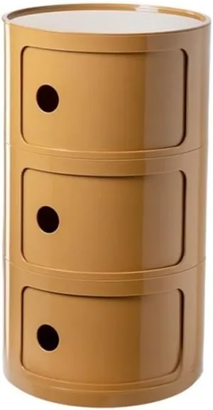 2/3/4 Tier Round Nightstand with Storage, Modern Style Side Table, Small Cupboard Cabinet with Drawers for Living Room, Bedroom, Bathroom (Color : Ginger Yellow, Size : 3 Layers)
