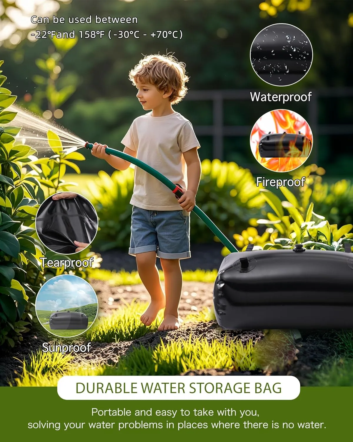 240L/65gal Long Term Water Storage Containers,Emergency Water Storage Bag, Soft Portable Vinyl Bathtub Water Bladder with Valve&Stainless-Steel Outlet-Reliable & Resistant for All Climates