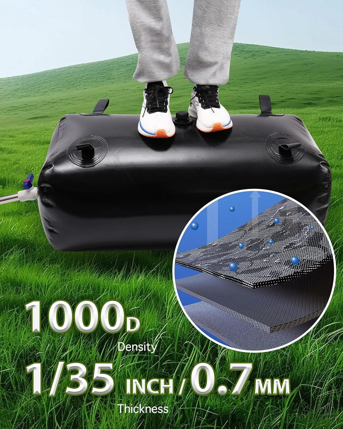 240L/65gal Long Term Water Storage Containers,Emergency Water Storage Bag, Soft Portable Vinyl Bathtub Water Bladder with Valve&Stainless-Steel Outlet-Reliable & Resistant for All Climates