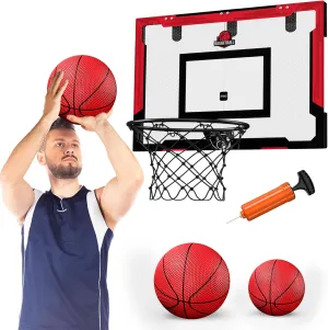 24" x 16" Large Basketball Hoop Indoor for Adults, Over The Door Basketball Hoop with Sturdy Backboard, Big Basketball Toys Gifts Ideas for Man Kids Teens Boys Girls, Red