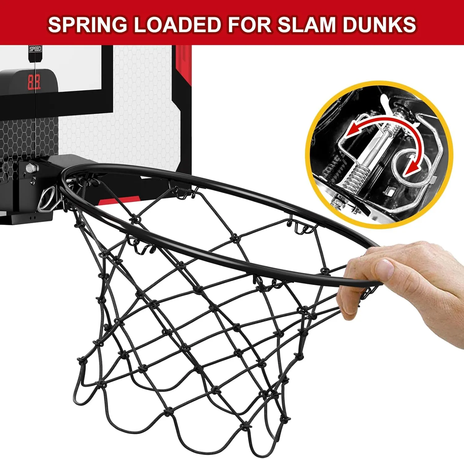 24" x 16" Large Basketball Hoop Indoor for Adults, Over The Door Basketball Hoop with Sturdy Backboard/Electronic Scoreboard, Basketball Toys Gifts Ideas for Man Kids Teens Boys Girls, Red