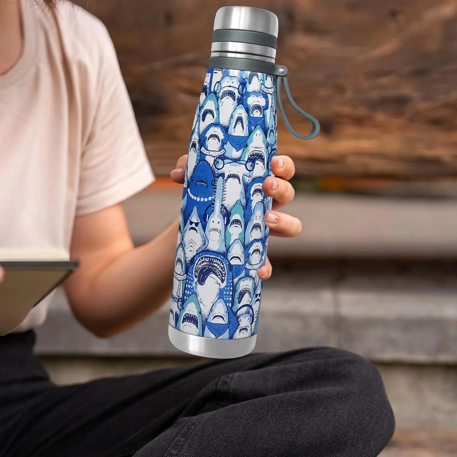 29 oz Sharks Double Wall Vacuum Reusable Insulated Water Bottle Stainless Steel Sports Leak Proof Travel Tumbler for Sharks Lover