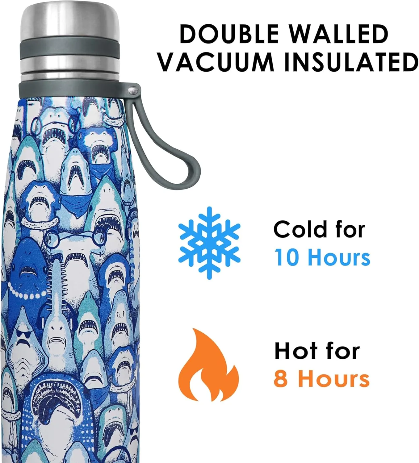 29 oz Sharks Double Wall Vacuum Reusable Insulated Water Bottle Stainless Steel Sports Leak Proof Travel Tumbler for Sharks Lover