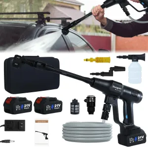 2900 PSI Cordless Pressure Washer, Battery Operated Powered Power Washer, Portable Pressure Washer with 2 4000mAH Batteries, 6-in-1 Nozzle for Car/Floor/Fence/Sidewalk