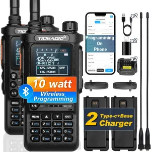 (2nd Gen) TIDRADIO TD-H8 10 Watt Ham Radio, Wireless Programming, Handheld Long Range Two Way Radio, 2500mAh USB-C Battery,1.77" Color Screen, FM, NOAA, Survival Gear Walkie Talkies -2 Pack