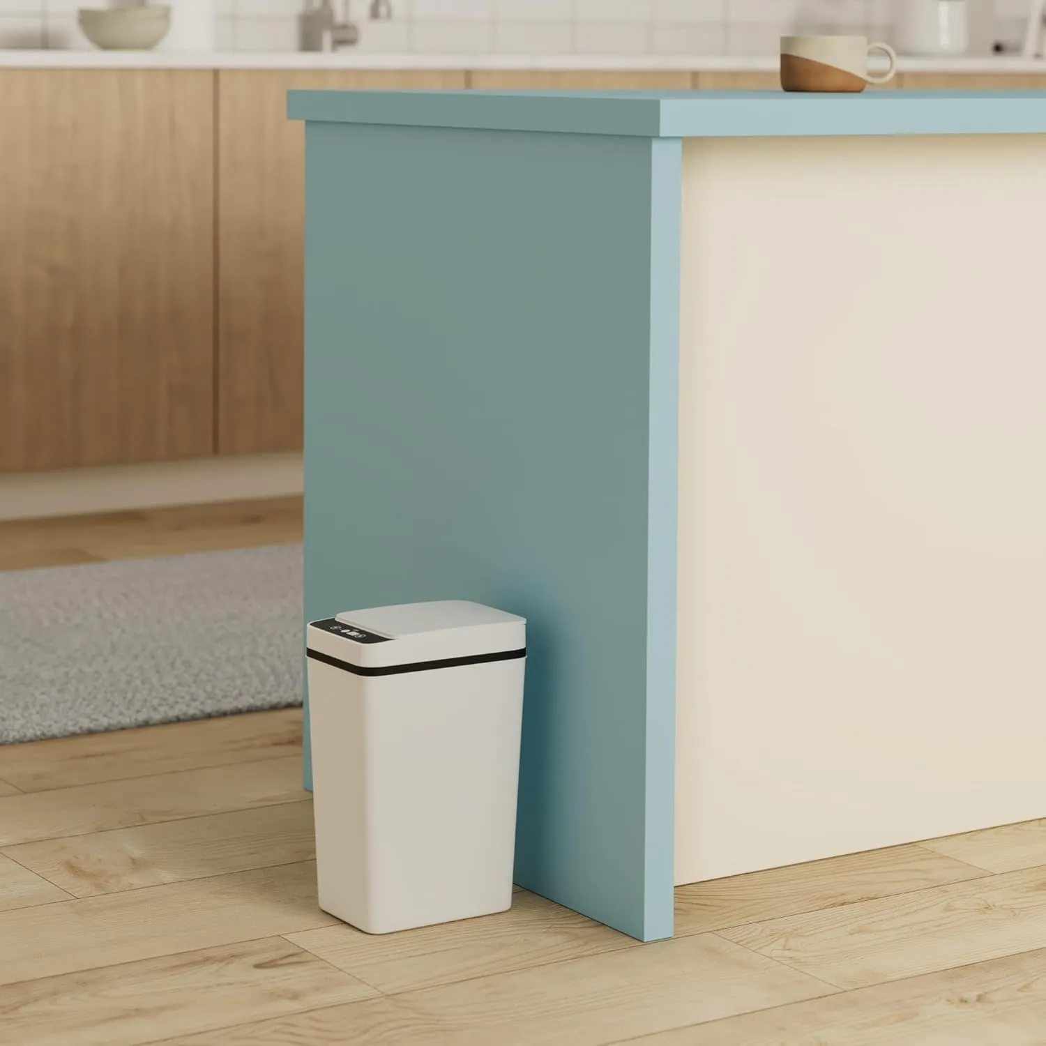 2Pack Bathroom Small Trash Can with Lid, 2.6 Gallon Touchless Automatic Garbage Can Slim Waterproof Motion Sensor Smart Trash Bin for Bedroom, Office, Living Room -White