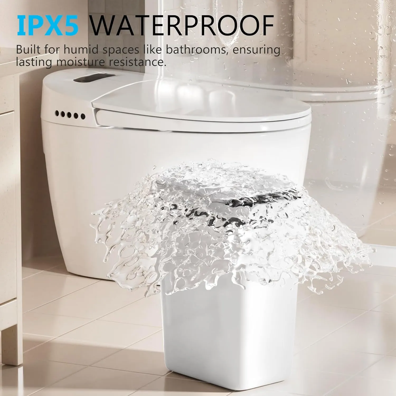 2Pack Bathroom Small Trash Can with Lid, 2.6 Gallon Touchless Automatic Garbage Can Slim Waterproof Motion Sensor Smart Trash Bin for Bedroom, Office, Living Room -White