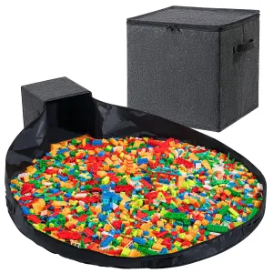 2Pack Toy Storage Organizer and Play Mat 13" Basket for Building Bricks Collapsible Storage Box for Kids Nonwoven Fabric Organizer Cube Bin
