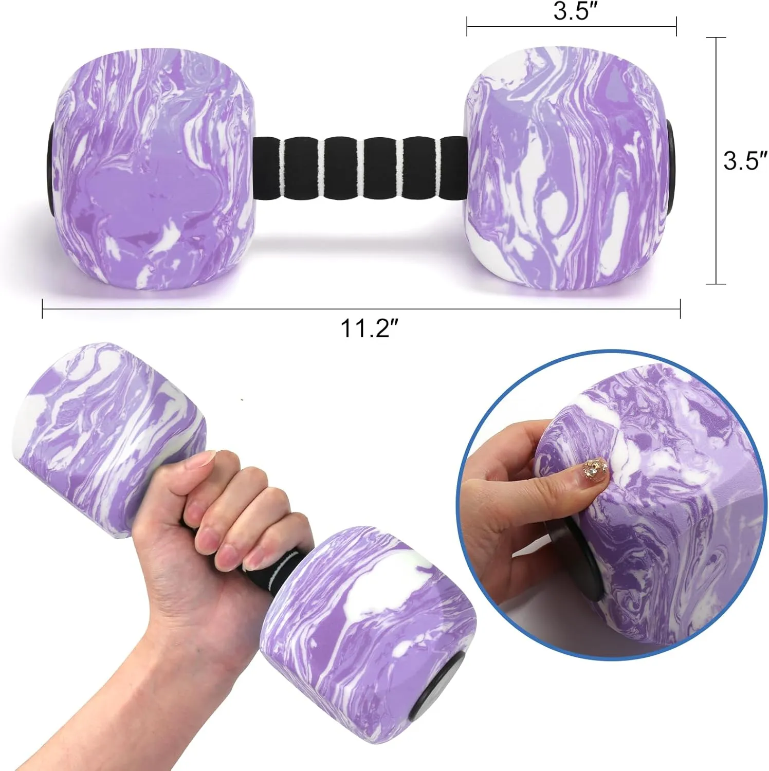 2Pack Water Dumbbells, Aquatic Exercise Dumbbells, EVA Foam Barbells for Men Women Youth Water Workouts