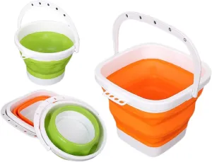 2Pcs 5L Collapsible Bucket, Foldable Brush Washing Bucket, Collapsible Handy Basket/Bucket, Foldable Tub for Compact Storage, Indoor, Outdoor Use